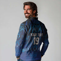 Custom Rugby Italy Long Sleeve Polo Shirt Azzurri Wolf Mascot Design