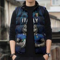 Custom Rugby Italy Sleeveless Puffer Jacket Azzurri Wolf Mascot Design