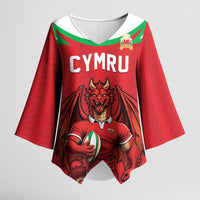 Custom Rugby Wales Kimono Sleeve Blouse Y Ddraig Goch Mascot Design