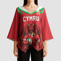 Custom Rugby Wales Kimono Sleeve Blouse Y Ddraig Goch Mascot Design