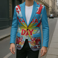 Happy Canada Day Blazer True North Strong Free Maple Leaf