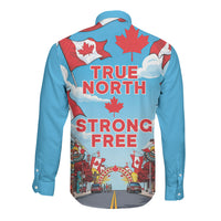 Happy Canada Day Long Sleeve Button Shirt True North Strong Free Maple Leaf