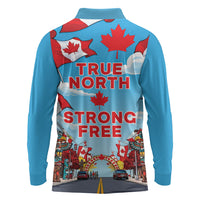 Happy Canada Day Long Sleeve Polo Shirt True North Strong Free Maple Leaf