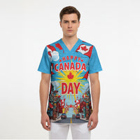 Happy Canada Day Scrub Top True North Strong Free Maple Leaf