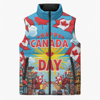 Happy Canada Day Sleeveless Puffer Jacket True North Strong Free Maple Leaf