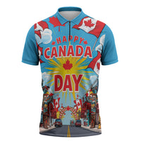 Happy Canada Day Zipper Polo Shirt True North Strong Free Maple Leaf
