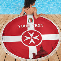 Personalized Malta Independence Day Beach Blanket Maltese Cross Heritage Pride