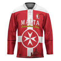 Personalized Malta Independence Day Hockey Jersey Maltese Cross Heritage Pride