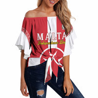 Personalized Malta Independence Day Off Shoulder Wrap Waist Top Maltese Cross Heritage Pride
