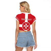 Personalized Malta Independence Day Raglan Cropped T Shirt Maltese Cross Heritage Pride