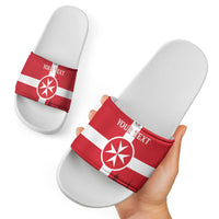 Personalized Malta Independence Day Slide Sandals Maltese Cross Heritage Pride