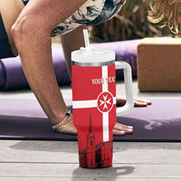 Personalized Malta Independence Day Tumbler With Handle Maltese Cross Heritage Pride