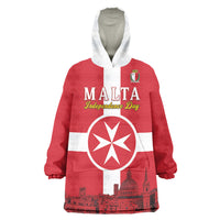 Personalized Malta Independence Day Wearable Blanket Hoodie Maltese Cross Heritage Pride
