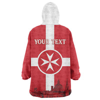 Personalized Malta Independence Day Wearable Blanket Hoodie Maltese Cross Heritage Pride