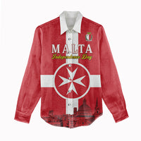 Personalized Malta Independence Day Women Casual Shirt Maltese Cross Heritage Pride