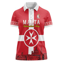 Personalized Malta Independence Day Women Polo Shirt Maltese Cross Heritage Pride