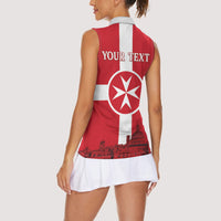 Personalized Malta Independence Day Women Sleeveless Polo Shirt Maltese Cross Heritage Pride