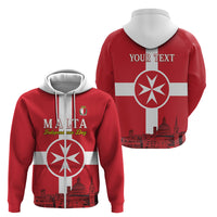 Personalized Malta Independence Day Zip Hoodie Maltese Cross Heritage Pride