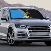 Personalized Monmouthshire Wales Auto Sun Shade Sir Fynwy Flag With Welsh Daffodil - Wonder Print Shop