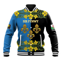 Personalized Monmouthshire Wales Baseball Jacket Sir Fynwy Flag With Welsh Daffodil - Wonder Print Shop