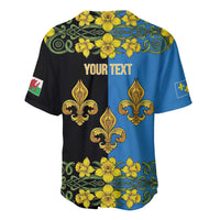 Personalized Monmouthshire Wales Baseball Jersey Sir Fynwy Flag With Welsh Daffodil - Wonder Print Shop