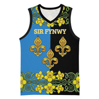 Personalized Monmouthshire Wales Basketball Jersey Sir Fynwy Flag With Welsh Daffodil - Wonder Print Shop