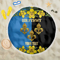 Personalized Monmouthshire Wales Beach Blanket Sir Fynwy Flag With Welsh Daffodil - Wonder Print Shop