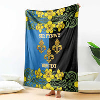 Personalized Monmouthshire Wales Blanket Sir Fynwy Flag With Welsh Daffodil - Wonder Print Shop