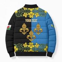 Personalized Monmouthshire Wales Bomber Puffer Jacket Sir Fynwy Flag With Welsh Daffodil - Wonder Print Shop