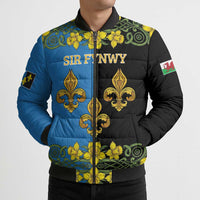 Personalized Monmouthshire Wales Bomber Puffer Jacket Sir Fynwy Flag With Welsh Daffodil - Wonder Print Shop