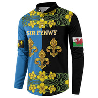 Personalized Monmouthshire Wales Button Sweatshirt Sir Fynwy Flag With Welsh Daffodil - Wonder Print Shop