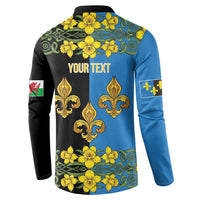 Personalized Monmouthshire Wales Button Sweatshirt Sir Fynwy Flag With Welsh Daffodil - Wonder Print Shop