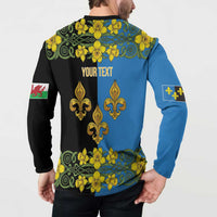 Personalized Monmouthshire Wales Button Sweatshirt Sir Fynwy Flag With Welsh Daffodil - Wonder Print Shop