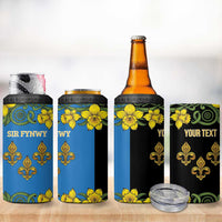 Personalized Monmouthshire Wales 4 in 1 Can Cooler Tumbler Sir Fynwy Flag With Welsh Daffodil - Wonder Print Shop