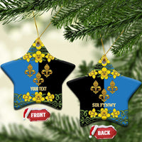 Personalized Monmouthshire Wales Ceramic Ornament Sir Fynwy Flag With Welsh Daffodil - Wonder Print Shop