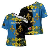 Personalized Monmouthshire Wales Cross Shoulder Shirt Sir Fynwy Flag With Welsh Daffodil - Wonder Print Shop