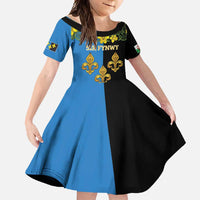 Personalized Monmouthshire Wales Family Matching Off Shoulder Maxi Dress and Hawaiian Shirt Sir Fynwy Flag With Welsh Daffodil - Wonder Print Shop