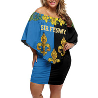 Personalized Monmouthshire Wales Family Matching Off Shoulder Short Dress and Hawaiian Shirt Sir Fynwy Flag With Welsh Daffodil - Wonder Print Shop