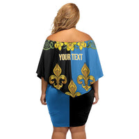 Personalized Monmouthshire Wales Family Matching Off Shoulder Short Dress and Hawaiian Shirt Sir Fynwy Flag With Welsh Daffodil - Wonder Print Shop