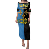 Personalized Monmouthshire Wales Family Matching Puletasi and Hawaiian Shirt Sir Fynwy Flag With Welsh Daffodil - Wonder Print Shop