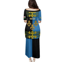 Personalized Monmouthshire Wales Family Matching Puletasi and Hawaiian Shirt Sir Fynwy Flag With Welsh Daffodil - Wonder Print Shop