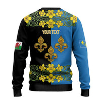 Personalized Monmouthshire Wales Ugly Christmas Sweater Sir Fynwy Flag With Welsh Daffodil - Wonder Print Shop