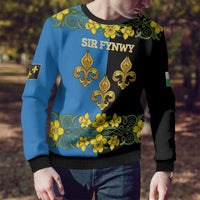 Personalized Monmouthshire Wales Ugly Christmas Sweater Sir Fynwy Flag With Welsh Daffodil - Wonder Print Shop