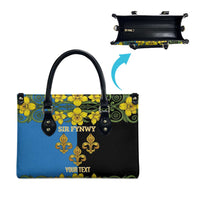 Personalized Monmouthshire Wales Leather Bag Sir Fynwy Flag With Welsh Daffodil - Wonder Print Shop