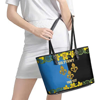 Personalized Monmouthshire Wales Leather Tote Bag Sir Fynwy Flag With Welsh Daffodil - Wonder Print Shop