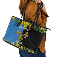 Personalized Monmouthshire Wales Leather Tote Bag Sir Fynwy Flag With Welsh Daffodil - Wonder Print Shop