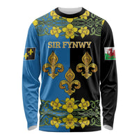 Personalized Monmouthshire Wales Long Sleeve Shirt Sir Fynwy Flag With Welsh Daffodil - Wonder Print Shop