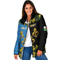Personalized Monmouthshire Wales Padded Jacket Sir Fynwy Flag With Welsh Daffodil - Wonder Print Shop