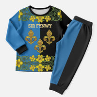 Personalized Monmouthshire Wales Christmas Pajama Set Sir Fynwy Flag With Welsh Daffodil - Wonder Print Shop