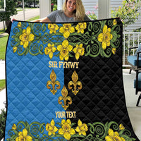 Personalized Monmouthshire Wales Quilt Sir Fynwy Flag With Welsh Daffodil - Wonder Print Shop